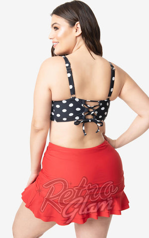 Unique Vintage Marlene Swim Top in Black & White Polka Dot back Unique Vintage Marlene Swim Top in Black & White Polka Dot back