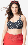 Unique Vintage Marlene Swim Top in Black & White Polka Dot Unique Vintage Marlene Swim Top in Black & White Polka Dot