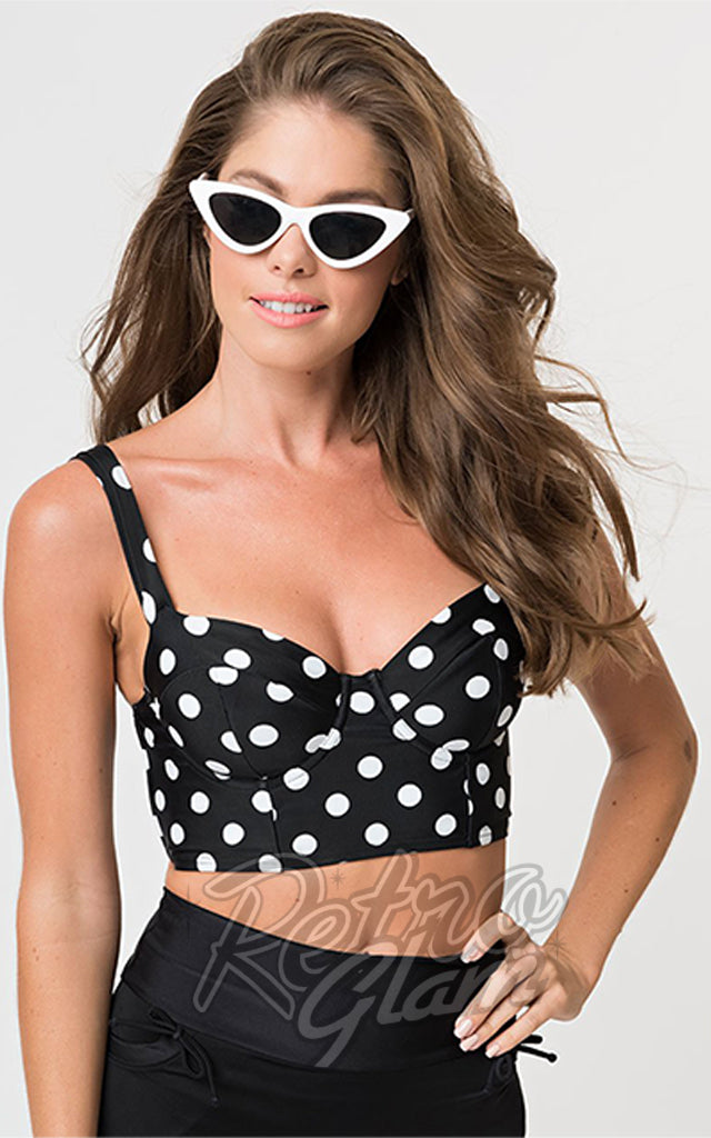 Unique Vintage Marlene Swim Top in Black & White Polka Dot - M left only Unique Vintage Marlene Swim Top in Black & White Polka Dot - M left only