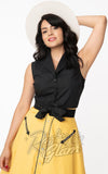 Unique Vintage Marsha Tie Crop Top in Black Unique Vintage Marsha Tie Crop Top in Black