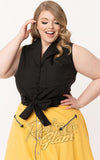 Unique Vintage Marsha Tie Crop Top in Black curvy Unique Vintage Marsha Tie Crop Top in Black curvy
