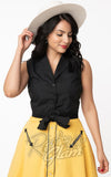 Unique Vintage Marsha Tie Crop Top in Black pinup Unique Vintage Marsha Tie Crop Top in Black pinup