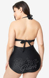 Unique Vintage Monroe Bikini Top in Black curvy back Unique Vintage Monroe Bikini Top in Black curvy back