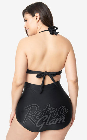 Unique Vintage Monroe Bikini Top in Black curvy back Unique Vintage Monroe Bikini Top in Black curvy back