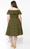 Unique Vintage Nashville Swing Dress in Black Pineapple Print curvy back Unique Vintage Nashville Swing Dress in Black Pineapple Print curvy back