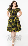 Unique Vintage Nashville Swing Dress in Black Pineapple Print curvy pinup Unique Vintage Nashville Swing Dress in Black Pineapple Print curvy pinup