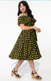 Unique Vintage Nashville Swing Dress in Black Pineapple Print rockabilly Unique Vintage Nashville Swing Dress in Black Pineapple Print rockabilly