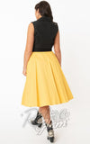 Unique Vintage Oakley Swing Skirt in Mustard Yellow back Unique Vintage Oakley Swing Skirt in Mustard Yellow back