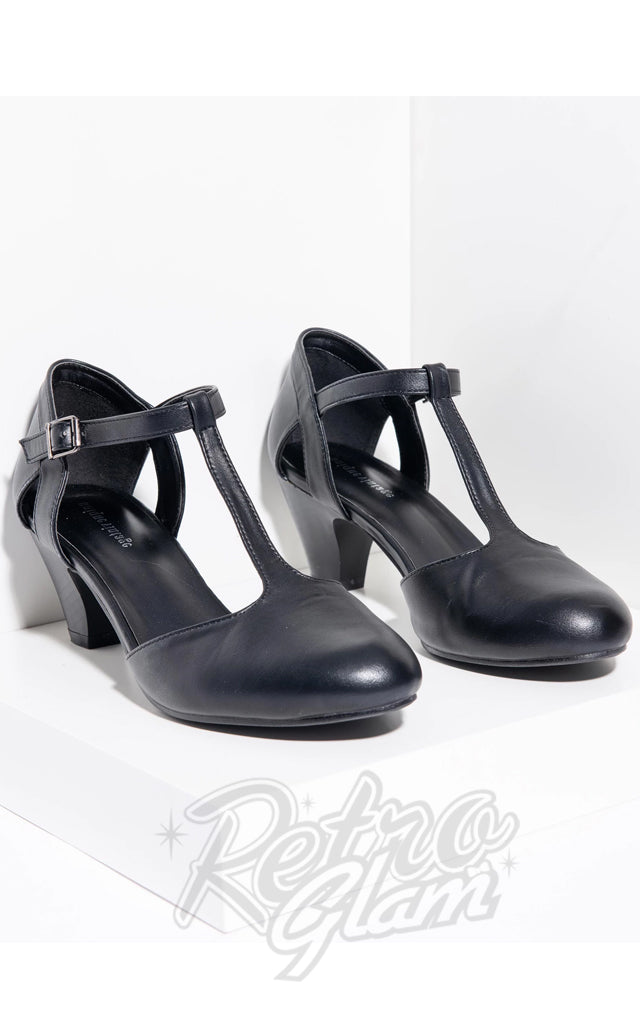 Unique Vintage Roxy T-Strap Shoes in Black Unique Vintage Roxy T-Strap Shoes in Black