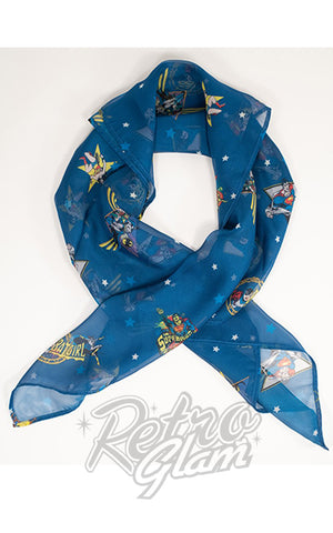 Unique Vintage X DC Comics Blue Comic Book Hero Hair Scarf Unique Vintage X DC Comics Blue Comic Book Hero Hair Scarf