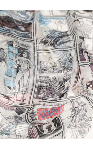 Unique Vintage X DC Comics Ivory Retro Comic Print Hair Scarf detail Unique Vintage X DC Comics Ivory Retro Comic Print Hair Scarf detail