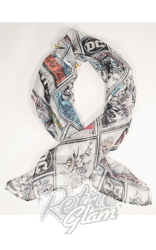 Unique Vintage X DC Comics Ivory Retro Comic Print Hair Scarf Unique Vintage X DC Comics Ivory Retro Comic Print Hair Scarf