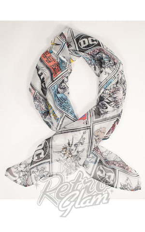 Unique Vintage X DC Comics Ivory Retro Comic Print Hair Scarf Unique Vintage X DC Comics Ivory Retro Comic Print Hair Scarf