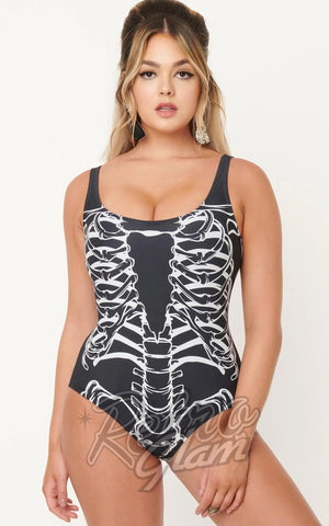 Unique Vintage Skeleton Print Huntington Swimsuit Unique Vintage Skeleton Print Huntington Swimsuit