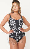 Unique Vintage Skeleton Print Huntington Swimsuit detail Unique Vintage Skeleton Print Huntington Swimsuit detail