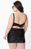 Unique Vintage Moonlight Top & Midnight Skirt Swimsuit in Spiderweb Print curvy back Unique Vintage Moonlight Top & Midnight Skirt Swimsuit in Spiderweb Print curvy back