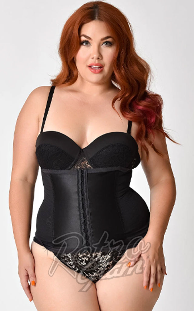 Unique Vintage Power Mesh Waist Cincher in Black – Retro Glam