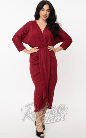 Unique Vintage Warhol Tulip Dress in Burgundy Sparkle Unique Vintage Warhol Tulip Dress in Burgundy Sparkle