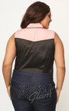 Unique Vintage Black & Pink Western Fringed Top curvy back Unique Vintage Black & Pink Western Fringed Top curvy back