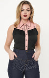 Unique Vintage Black & Pink Western Fringed Top Unique Vintage Black & Pink Western Fringed Top