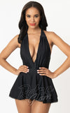 Unique Vintage Wendy skirted Swimsuit in Black front Unique Vintage Wendy skirted Swimsuit in Black front