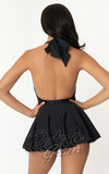 Unique Vintage Wendy skirted Swimsuit in Black front back Unique Vintage Wendy skirted Swimsuit in Black front back