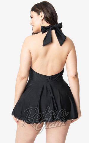 Unique Vintage Wendy Swimsuit in Black back pinup