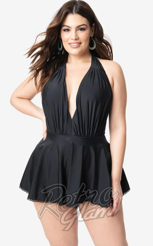 Unique Vintage Wendy Swimsuit in Black pinup