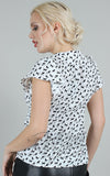 Voodoo Vixen Abby White Cat Print Blouse back Voodoo Vixen Abby White Cat Print Blouse back