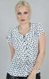 Voodoo Vixen Abby White Cat Print Blouse Voodoo Vixen Abby White Cat Print Blouse