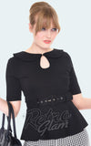 Voodoo Vixen Aubrey Peplum Top in Black detail Voodoo Vixen Aubrey Peplum Top in Black detail