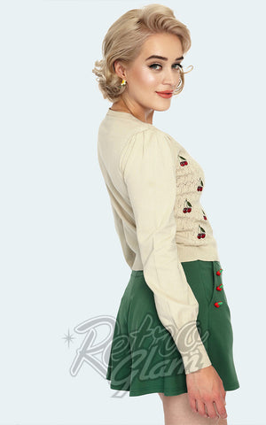 Voodoo Vixen Ivory Cherry Embroidery Bell Sleeve Cardigan back Voodoo Vixen Ivory Cherry Embroidery Bell Sleeve Cardigan back