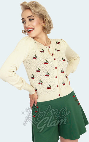 Voodoo Vixen Ivory Cherry Embroidery Bell Sleeve Cardigan Voodoo Vixen Ivory Cherry Embroidery Bell Sleeve Cardigan