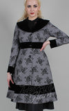 Voodoo Vixen Flo Floral Flocked Coat in Grey Voodoo Vixen Flo Floral Flocked Coat in Grey