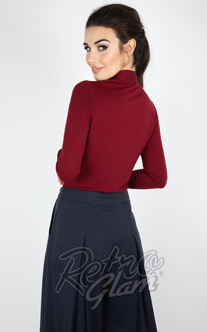 Voodoo Vixen High Neck Tie Burgundy Knit Top back Voodoo Vixen High Neck Tie Burgundy Knit Top back