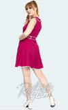 Voodoo Vixen Lace Trim 60's Dress in Magenta back Voodoo Vixen Lace Trim 60's Dress in Magenta back