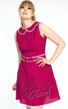 Voodoo Vixen Lace Trim 60's Dress in Magenta mod Voodoo Vixen Lace Trim 60's Dress in Magenta mod