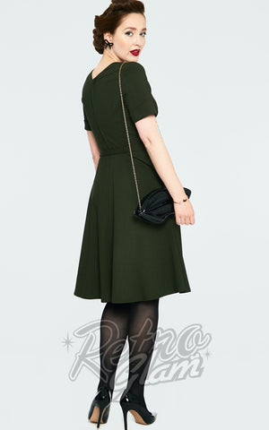Voodoo Vixen Lucia Dress in Olive Green back Voodoo Vixen Lucia Dress in Olive Green back