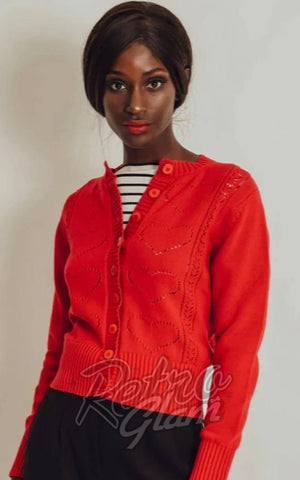 Voodoo Vixen Regina Heart Cardigan in Red Voodoo Vixen Regina Heart Cardigan in Red