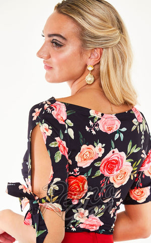 Voodoo Vixen Rosalee Floral Knit Top back Voodoo Vixen Rosalee Floral Knit Top back