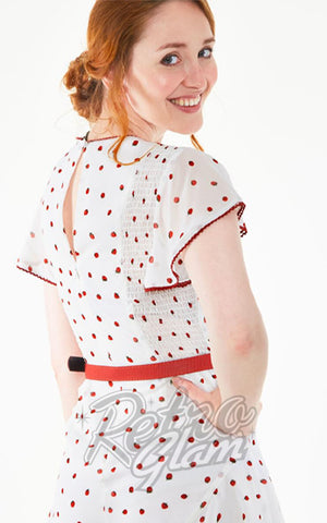 Voodoo Vixen Rosita Strawberry Print Playsuit back Voodoo Vixen Rosita Strawberry Print Playsuit back