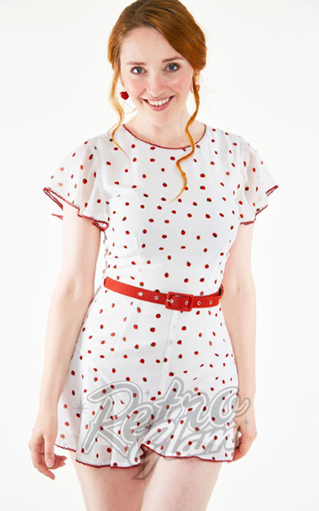 Voodoo Vixen Rosita Strawberry Print Playsuit - L left only Voodoo Vixen Rosita Strawberry Print Playsuit - L left only