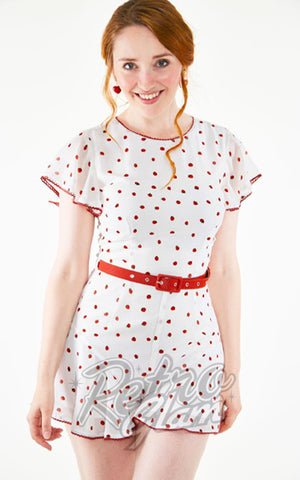 Voodoo Vixen Rosita Strawberry Print Playsuit Voodoo Vixen Rosita Strawberry Print Playsuit