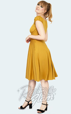 Voodoo Vixen Tessy Dress in Mustard back Voodoo Vixen Tessy Dress in Mustard back