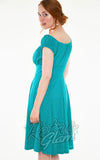 Voodoo Vixen Tessy Dress in Teal & White Polka Dots back Voodoo Vixen Tessy Dress in Teal & White Polka Dots back