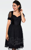 Voodoo Vixen Vonda Flare Dress in Black Swiss Dot detail Voodoo Vixen Vonda Flare Dress in Black Swiss Dot detail