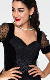 Voodoo Vixen Vonda Flare Dress in Black Swiss Dot pinup Voodoo Vixen Vonda Flare Dress in Black Swiss Dot pinup