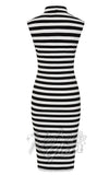 Banned Lina Pencil Dress in B&W Stripes cad back