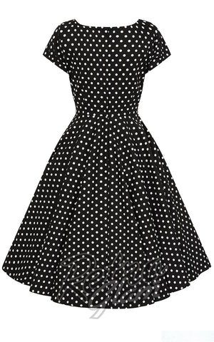 Banned Lola B & W Polka Dot Swing Dress back