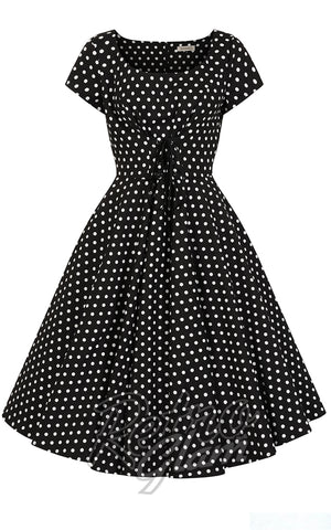 Banned Lola B & W Polka Dot Swing Dress